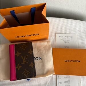 NWT Aris Pink and Brown Monogram Card Holder